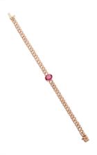 Moda Operandi Shay 18k Rose Gold Ruby Oval On Mini Pave Link Bracelet