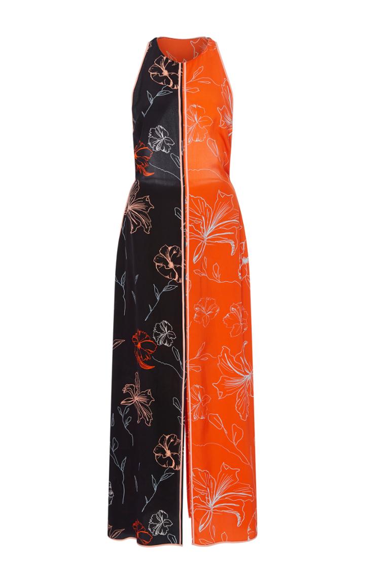 Diane Von Furstenberg Floral Paneled Silk Dress