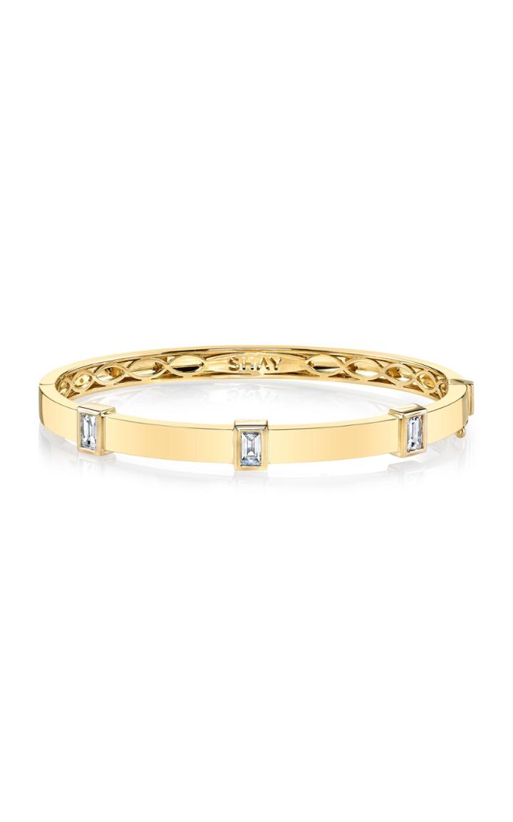 Moda Operandi Shay 18k Yellow Gold Triple Bezel Baguette Diamond Bangle