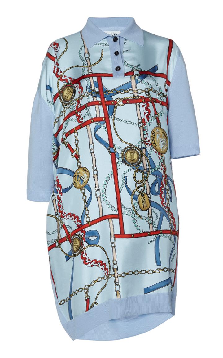 Moda Operandi Lanvin Printed Knit Satin Polo Dress Size: Xs
