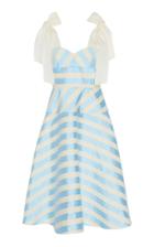 Delpozo Striped Linen-blend Satin Midi Dress