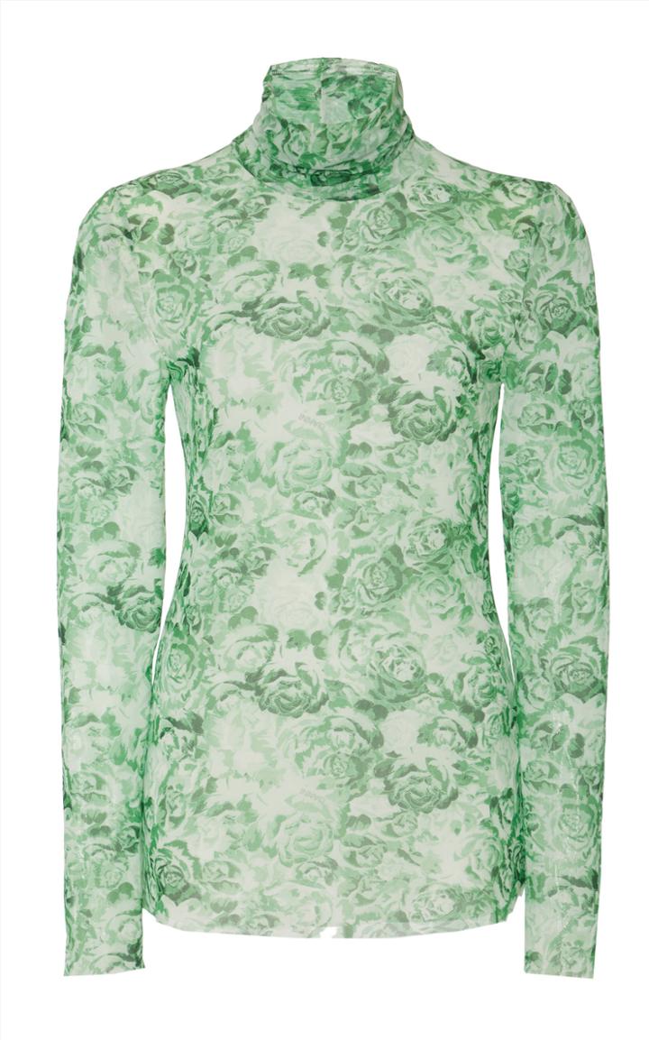 Moda Operandi Ganni Printed Mesh Second Skin Turtleneck Size: 32