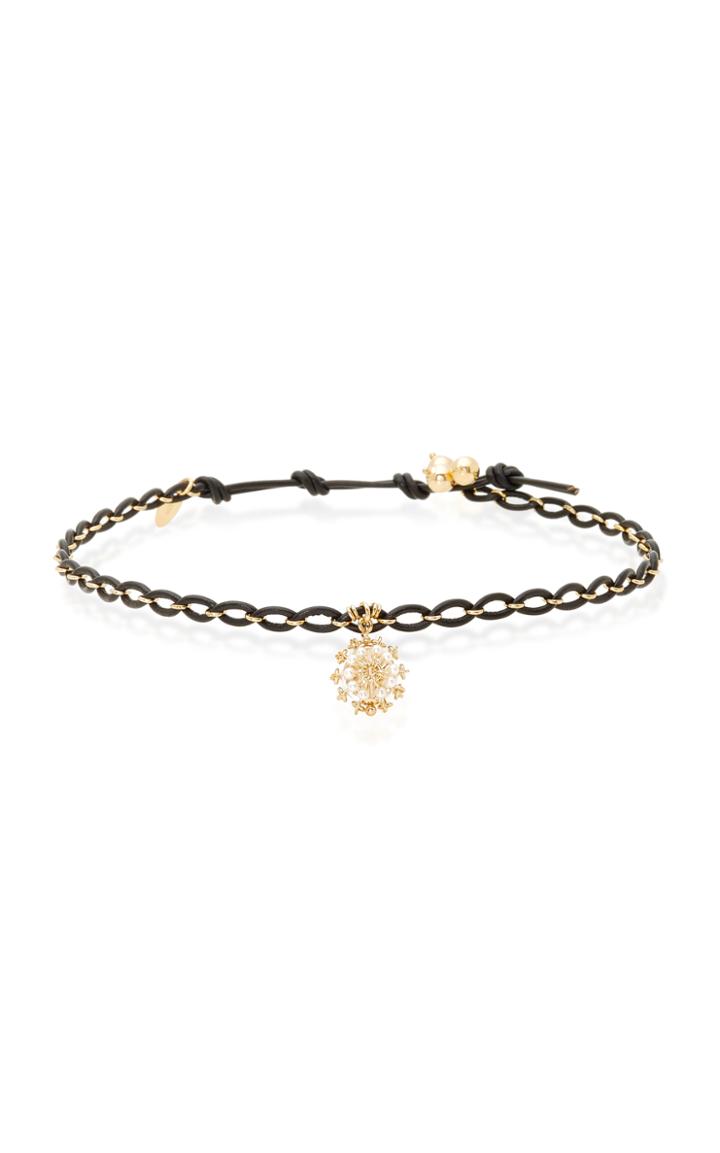 Camellia Westbury Pearl And Crystal Quartz Leather Choker