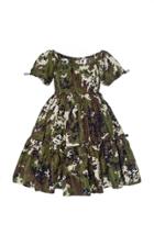 Miu Miu Taffeta Camouflage Puff Sleeve Dress