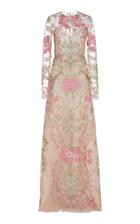 Naeem Khan Floral-embroidered Tulle Gown