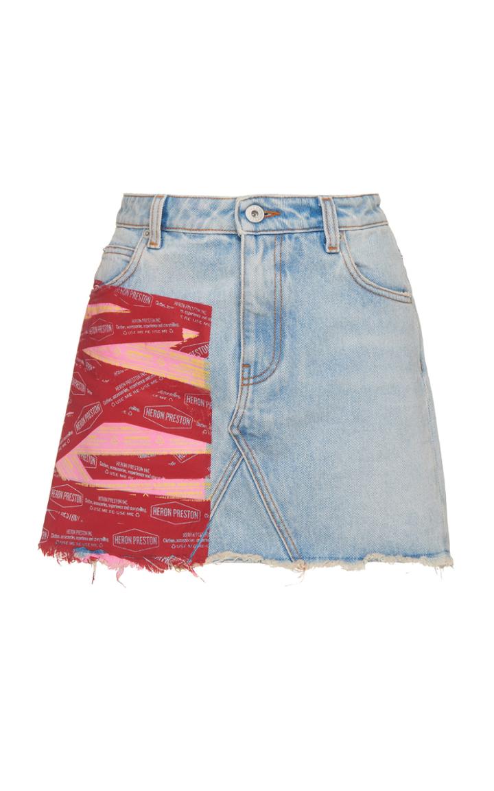Heron Preston Tape Print Denim Skirt