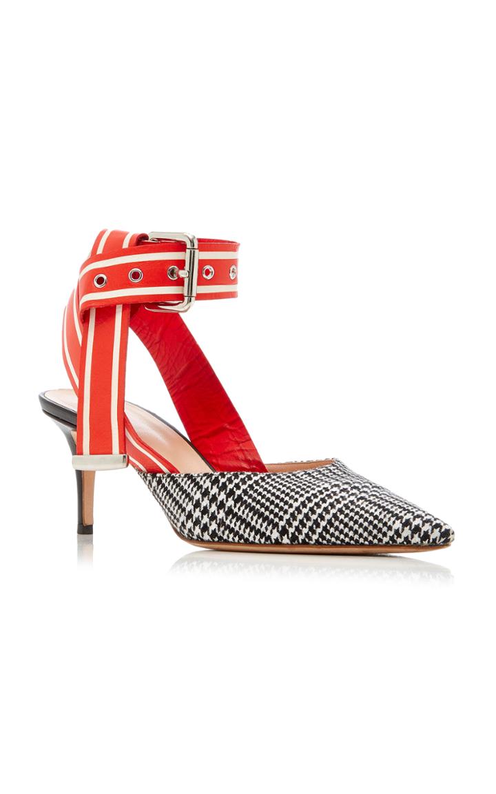 Monse Glen Plaid Racing Strap Kitten Heel