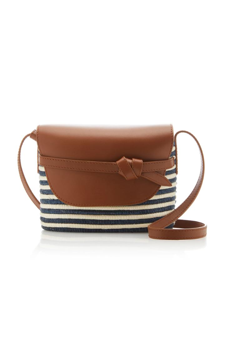 Cesta Collective Striped Leather-trimmed Sisal Shoulder Bag