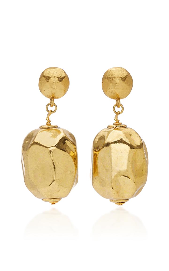 Oscar De La Renta Gold-plated Hammered Drop Earrings