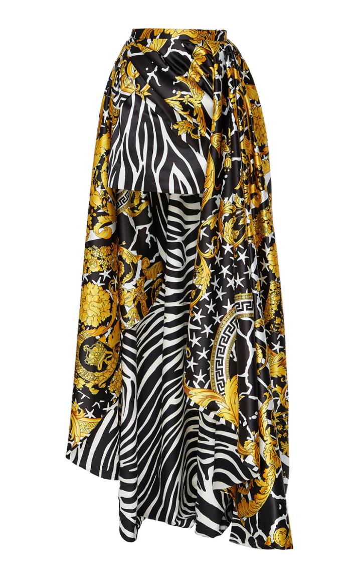 Versace Wrapped Satin Maxi Skirt