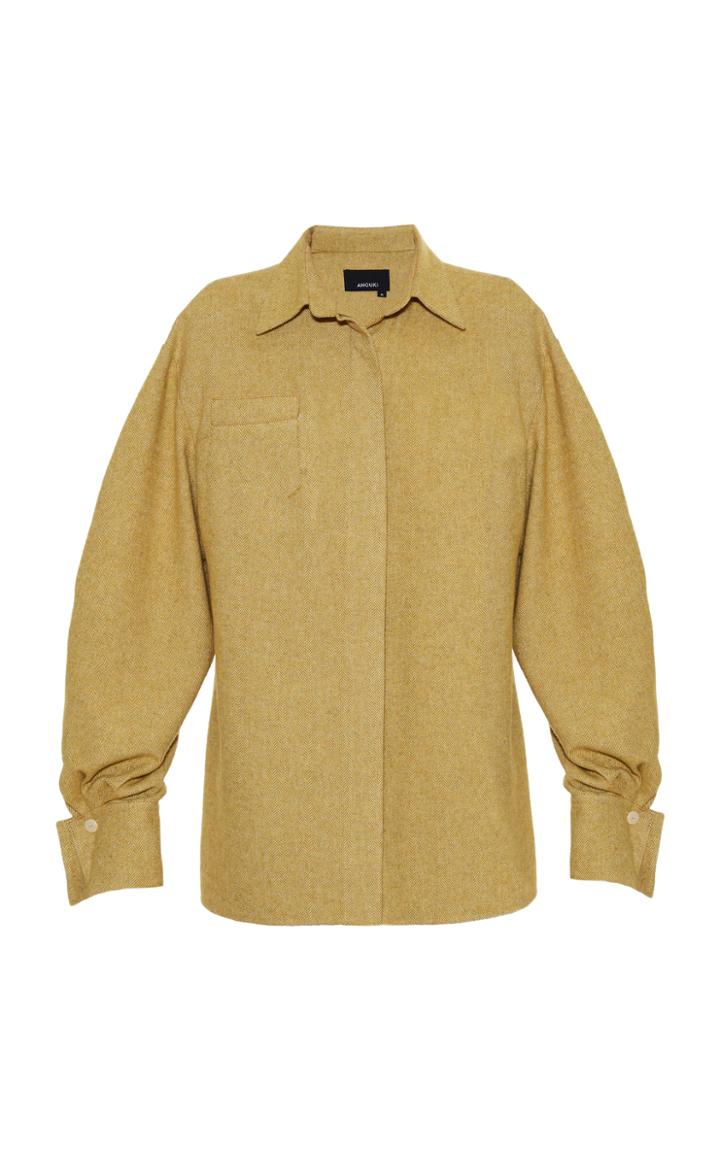 Moda Operandi Anouki Oversized Open Collar Tweed Shirt