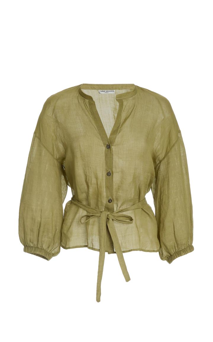 Three Graces London Haddie Belted Ramie Blouse