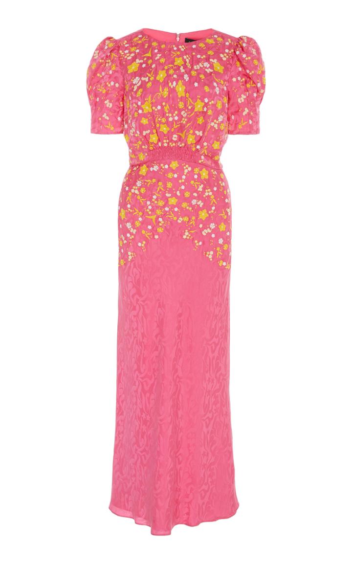 Saloni Bianca Embroidered Silk Midi Dress