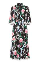 Andrew Gn Lace-trimmed Floral Midi Dress