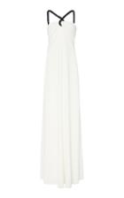 Oscar De La Renta Crystal Embroidered Halter Gown
