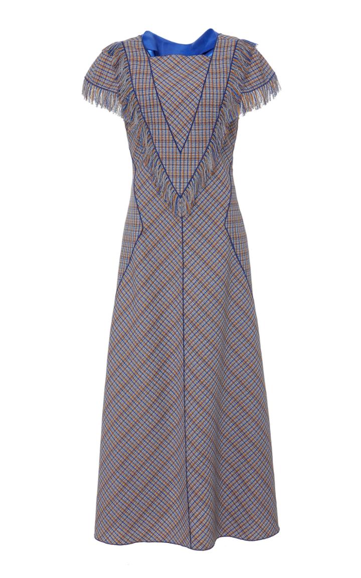 Cyclas Plaid Fringe Midi Dress