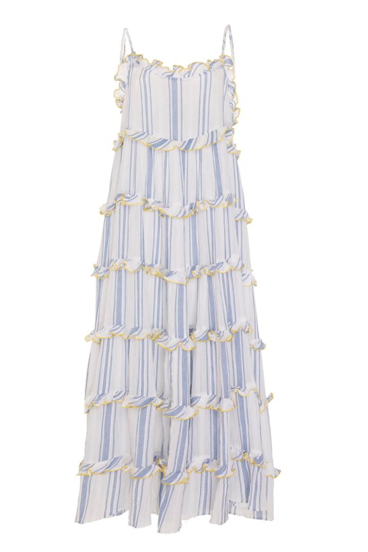 Rae Feather M'o Exclusive Cotton Stripe Frill Dress