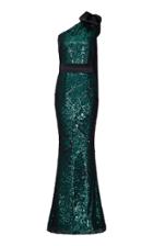 Safiyaa Gwendolyn Sequined One-shoulder Gown