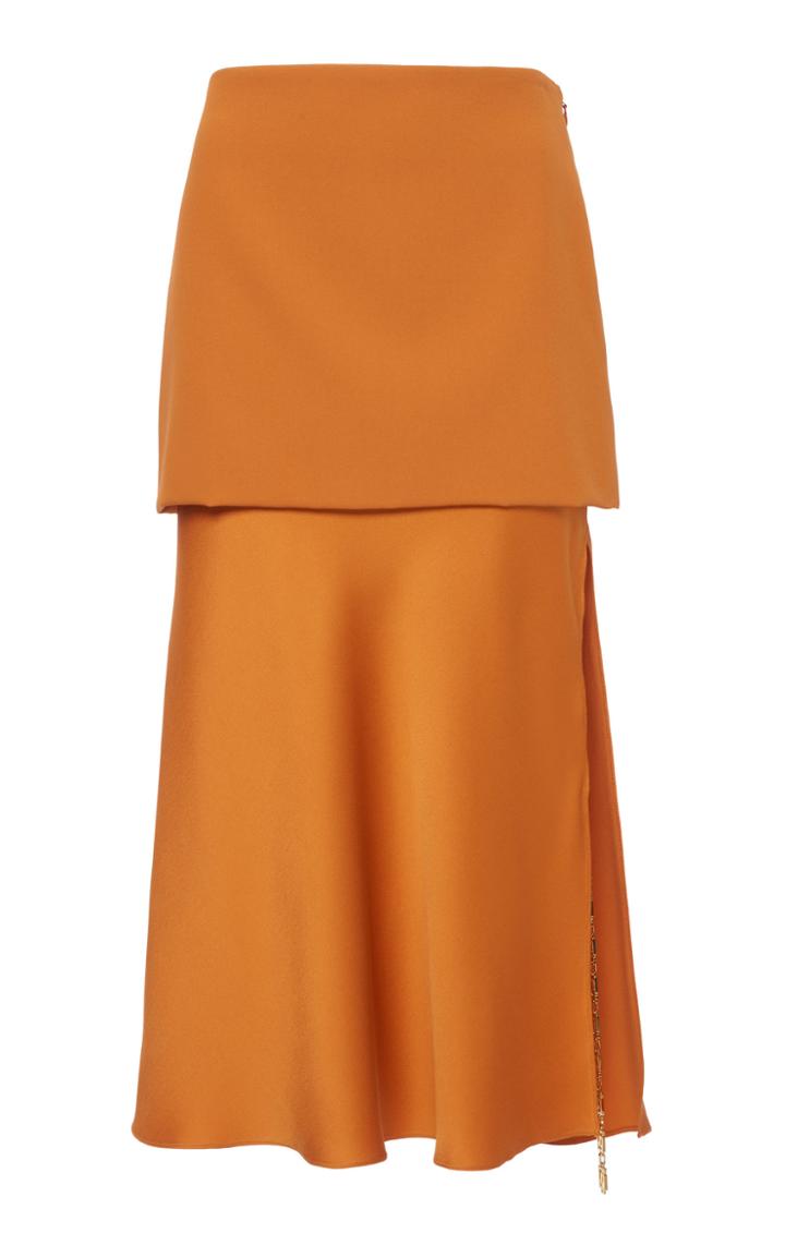 Versace Layered Mid-rise Crepe And Duchess Satin Skirt
