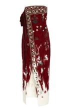 Oscar De La Renta Embroidered Velvet-trimmed Strapless Wool Gown