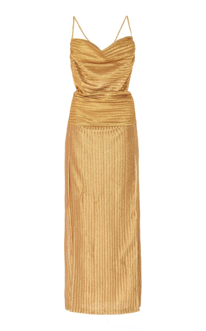 Moda Operandi Sandra Mansour Bowie Metallic Net Midi Dress Size: 34