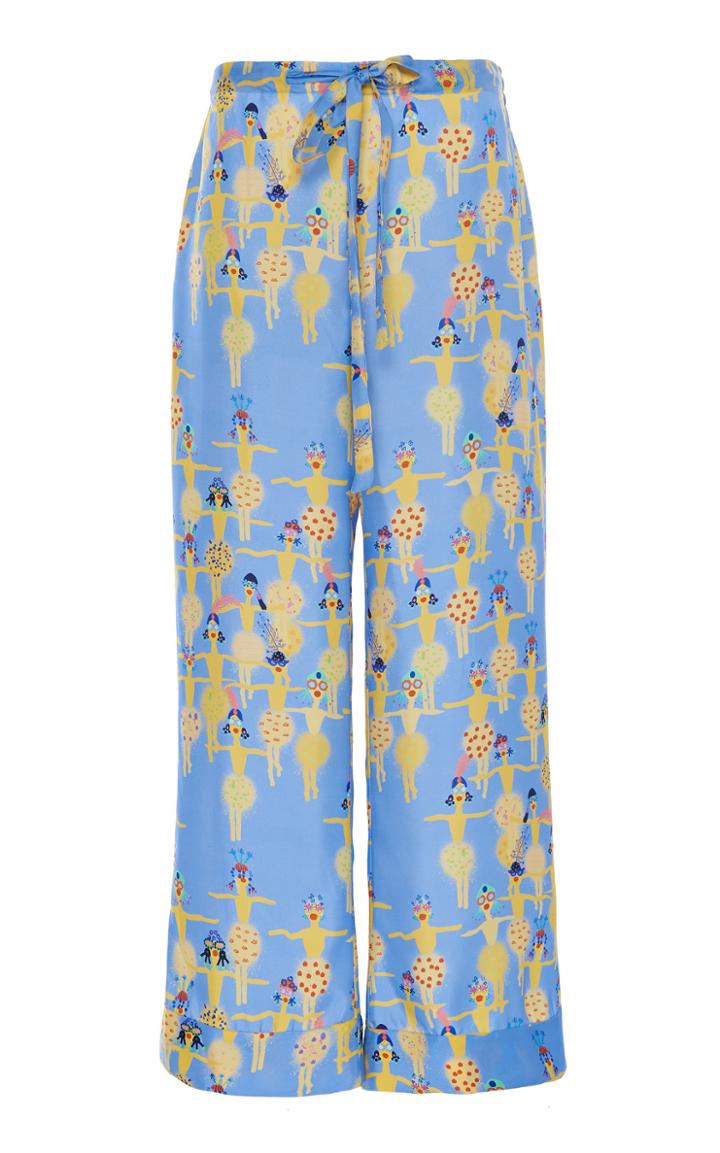 Leal Daccarett Tamara Printed Crepe Cropped Flare-leg Pant