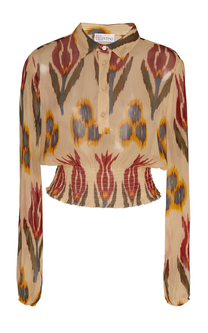 Moda Operandi Red Valentino Printed Button-front Chiffon Top Size: 36