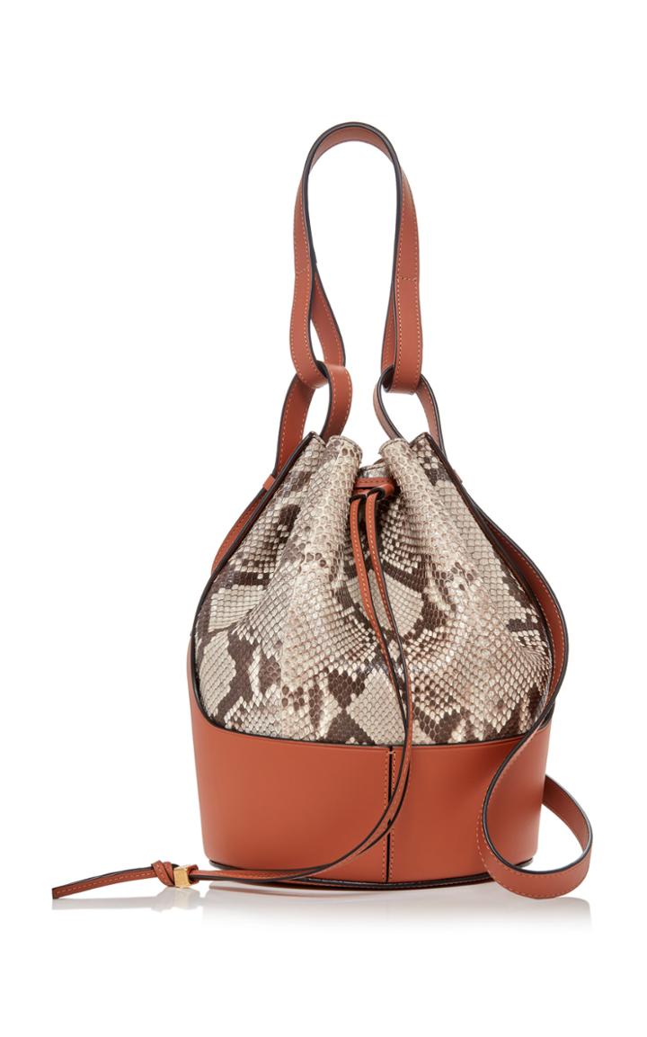 Moda Operandi Loewe Balloon Small Python And Leather Shoulder Bag