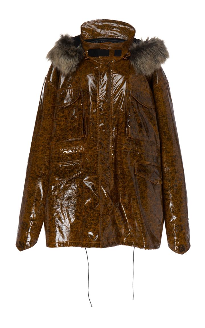 Rokh Fur-trimmed Hooded Tortoiseshell Parka