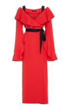 Goen.j Ruffle-trimmed Off-the-shoulder Maxi Wrap Coat