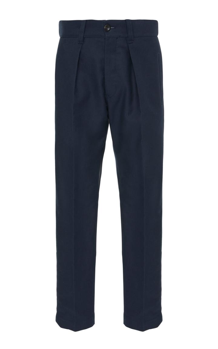 Pt Forward Cropped Pleated Cotton Straight-leg Pants