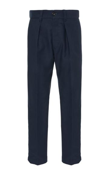 Pt Forward Cropped Pleated Cotton Straight-leg Pants