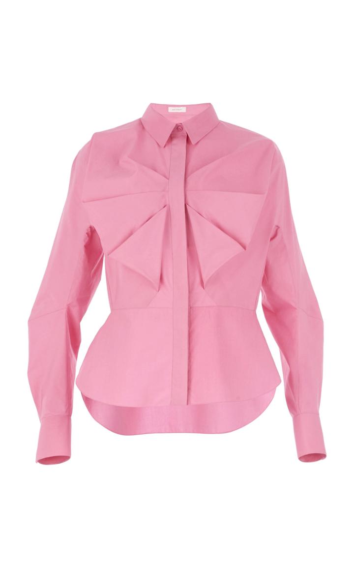 Delpozo Pleated Bow Cotton Shirt