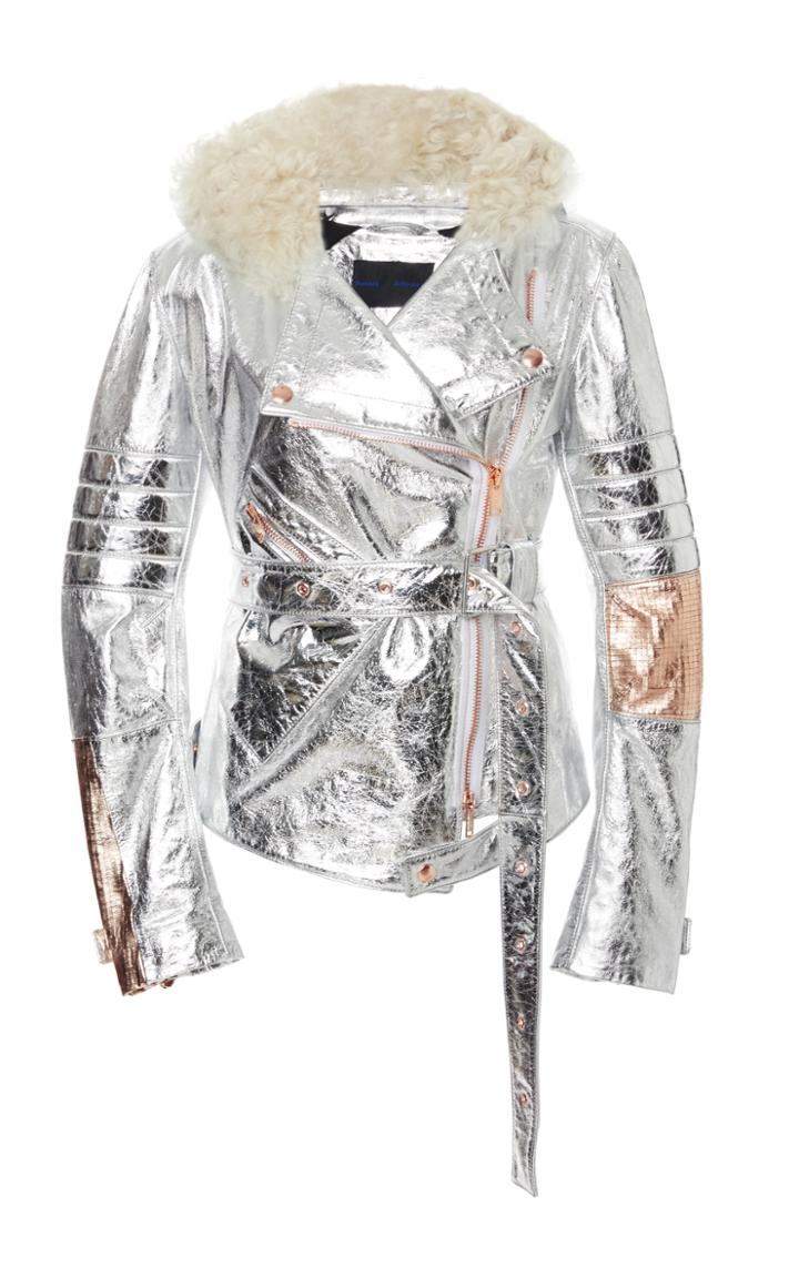 Proenza Schouler Shearling Trim Biker Jacket