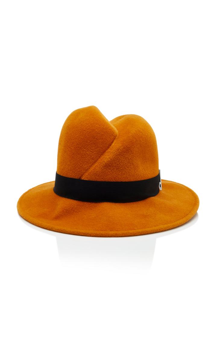 Gigi Burris Nell Sateen-trimmed Wool-felt Fedora
