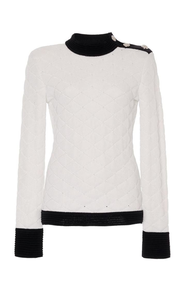 Balmain Quilted Contrast Trim Top