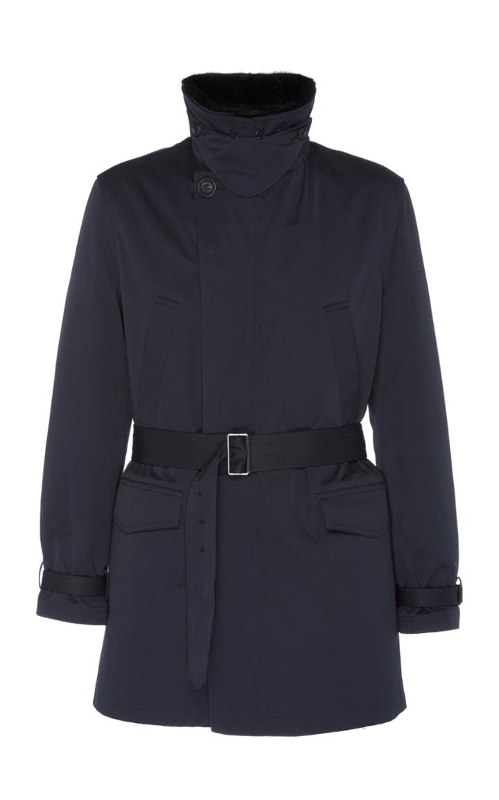 Yves Salomon Paris Gabardine Mink Long Hair And Sheared Trench Coat