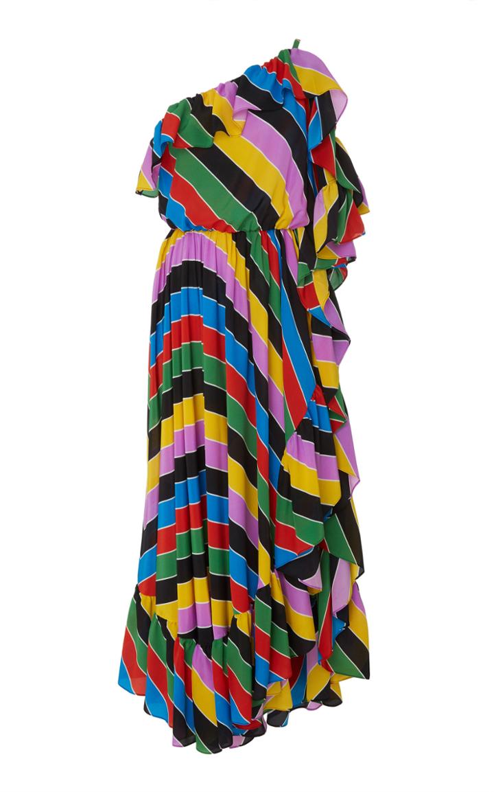 Philosophy Di Lorenzo Serafini Asymmetric Ruffled Printed Silk Midi Dress