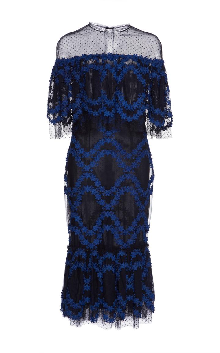 Costarellos Bi-level Fluted Dress