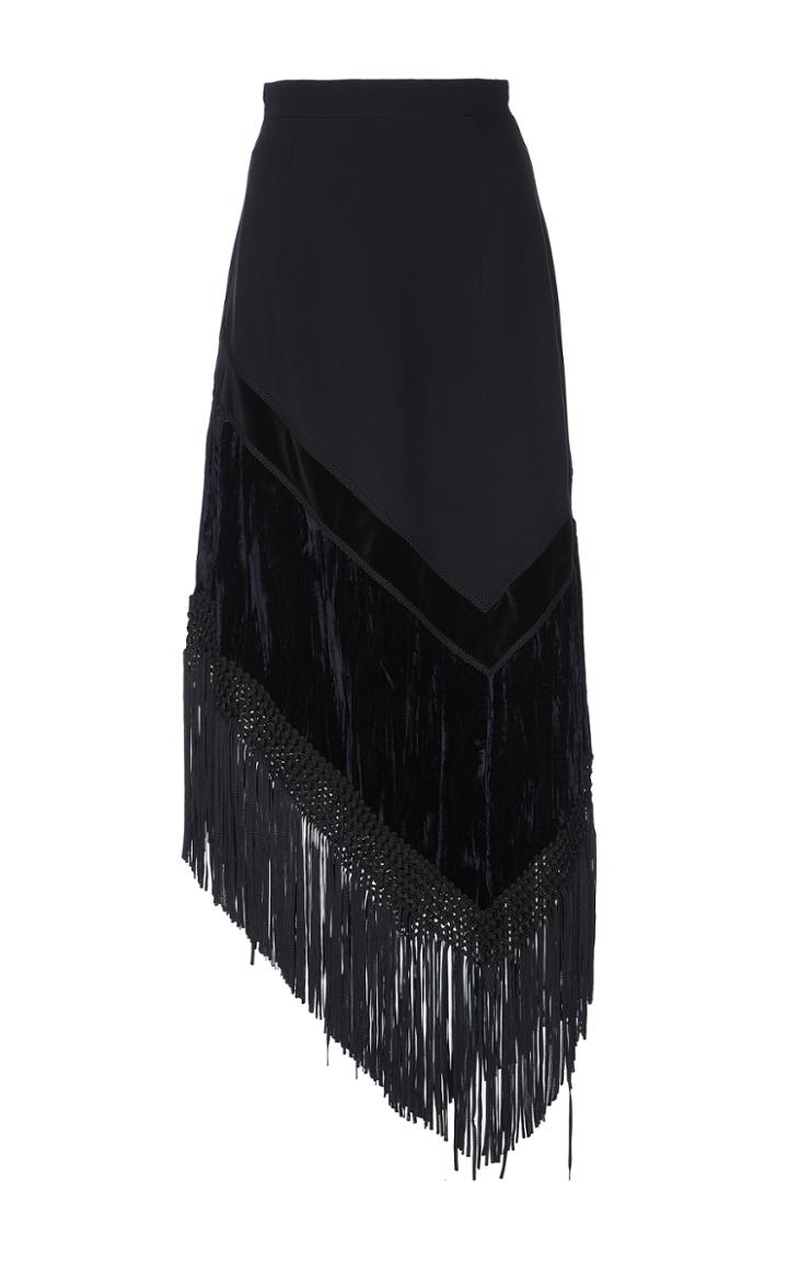 Andrew Gn Asymmetrical Fringe Midi Skirt