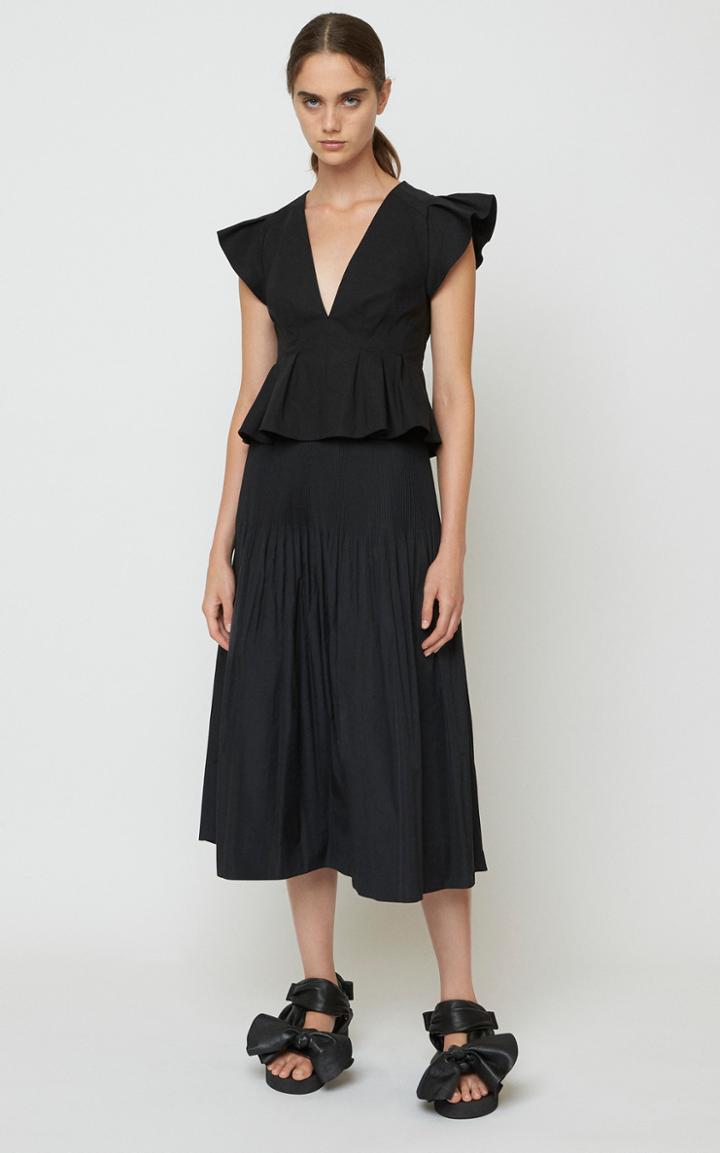 Moda Operandi Red Valentino Pleated Poplin Midi Skirt