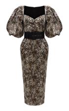 Rasario Leopard Print Off-the-shoulder Satin Dress