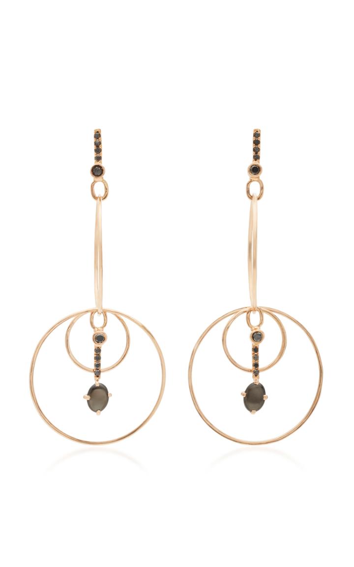 Katey Walker 18k Rose Gold Sapphire And Black Diamond Hoop Earrings
