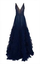 J. Mendel Ruffled Sheer Tulle Gown