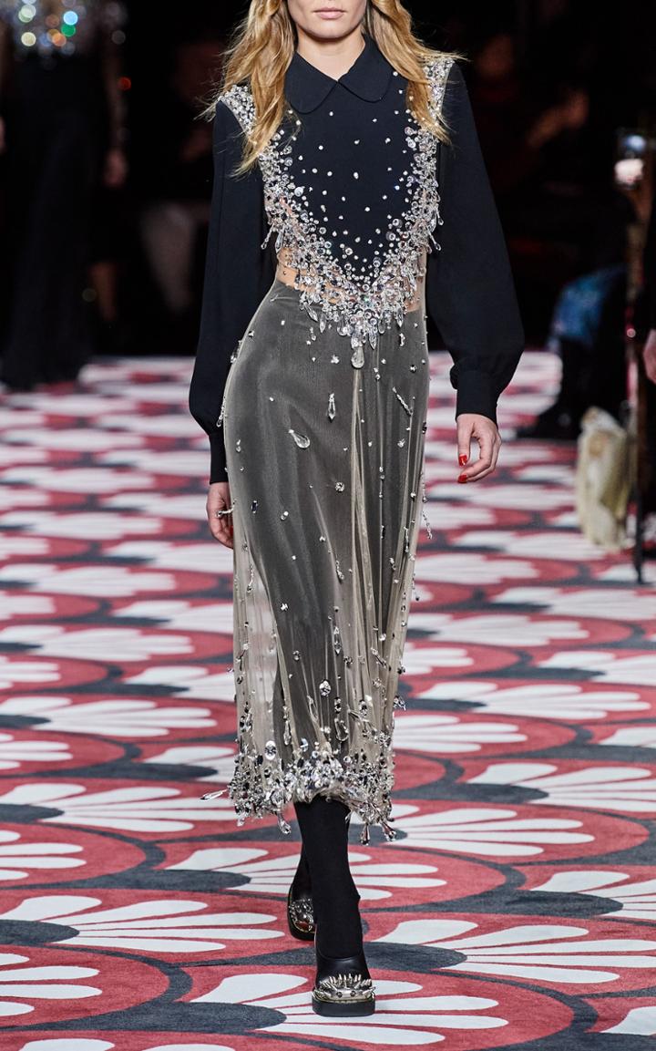 Moda Operandi Miu Miu Embellished Tulle Poplin Dress