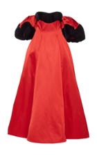 Elizabeth Kennedy Off-shoulder Satin Ballgown With Velvet Trim