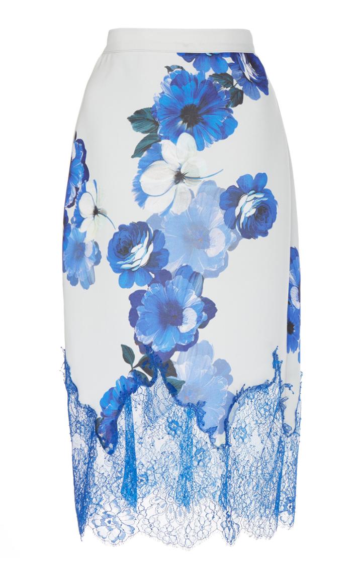 Costarellos Printed Crepe Midi Skirt