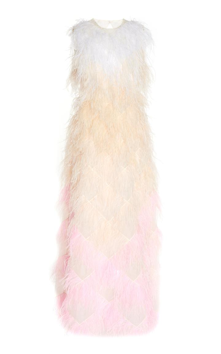 Huishan Zhang Mystique Feathered Silk Gown