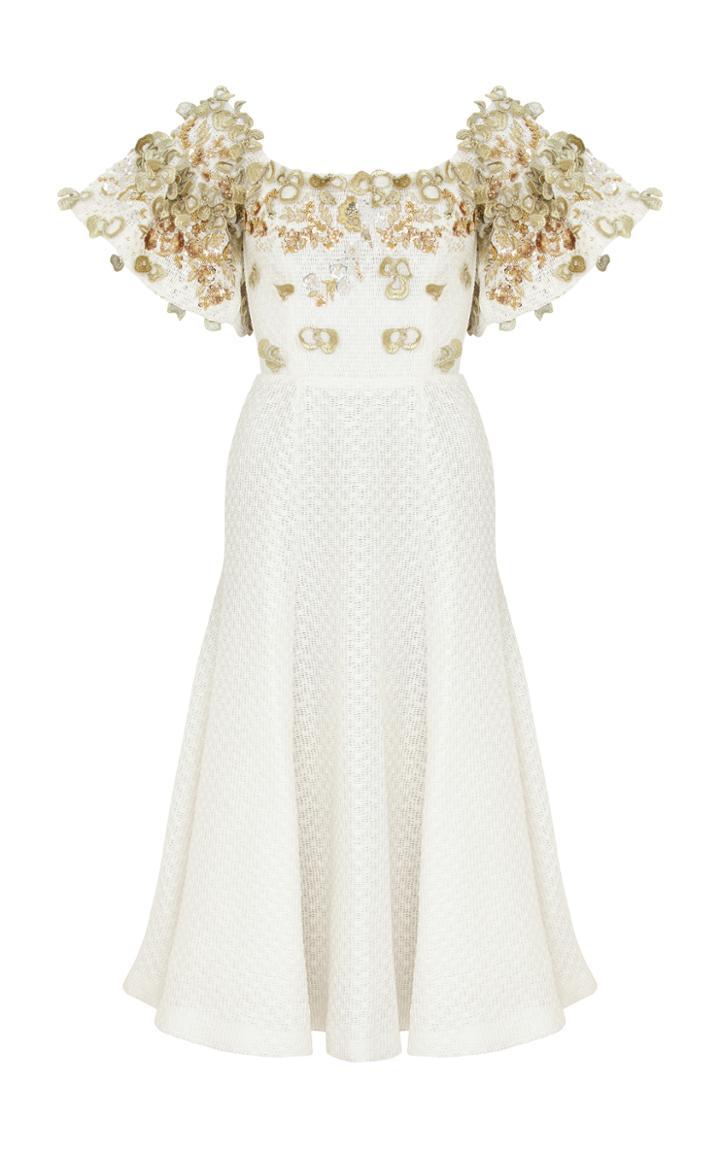 Razan Alazzouni Embellished Off The Shoulder Midi Dress