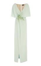 J. Mendel Off Shoulder Embroidered Silk Cape Gown